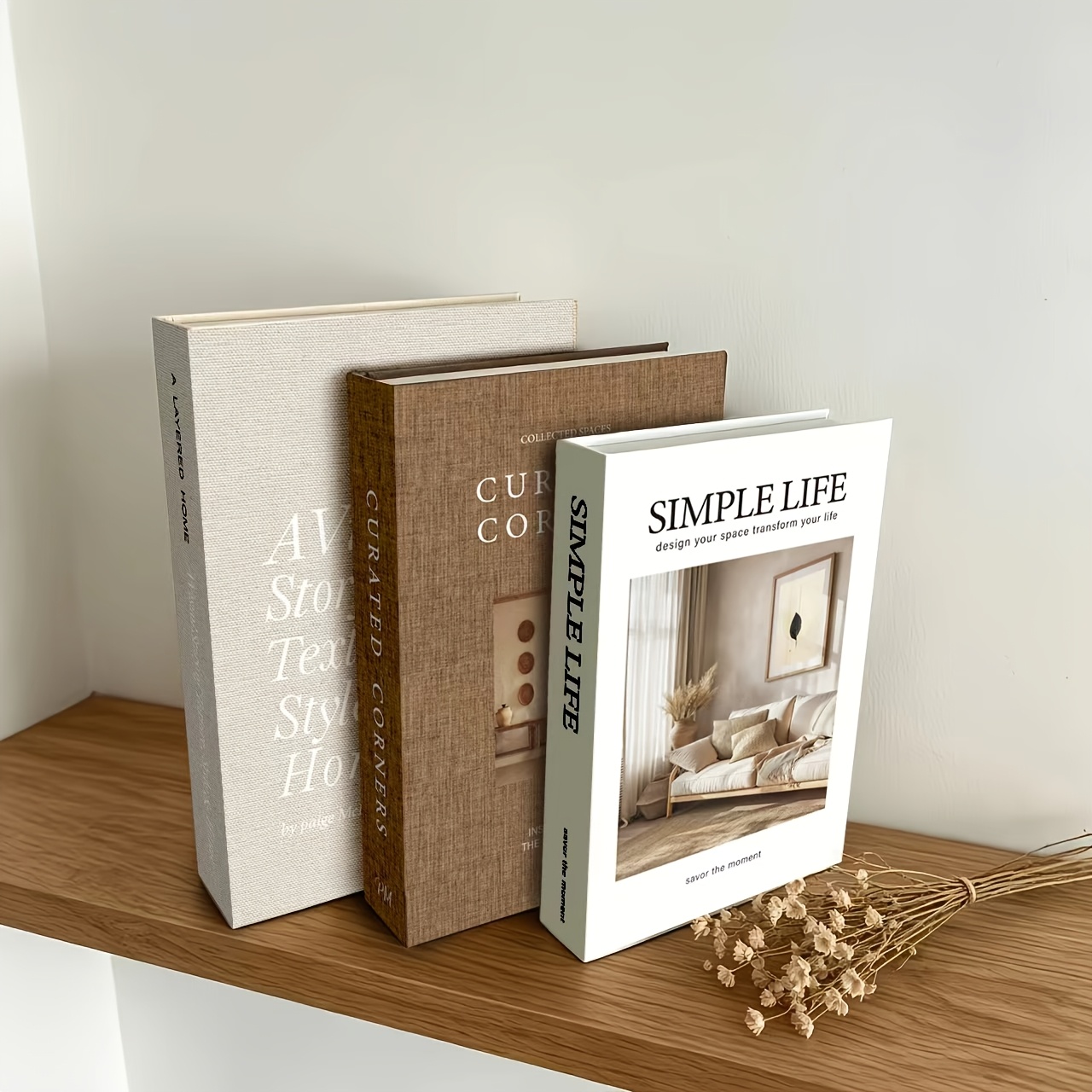 TEMU 3pcs Imitation Linen Nordic Style Books/artificial Fake Books/coffee Table Ornaments/bedroom Study Decoration Props/photography Props/festival