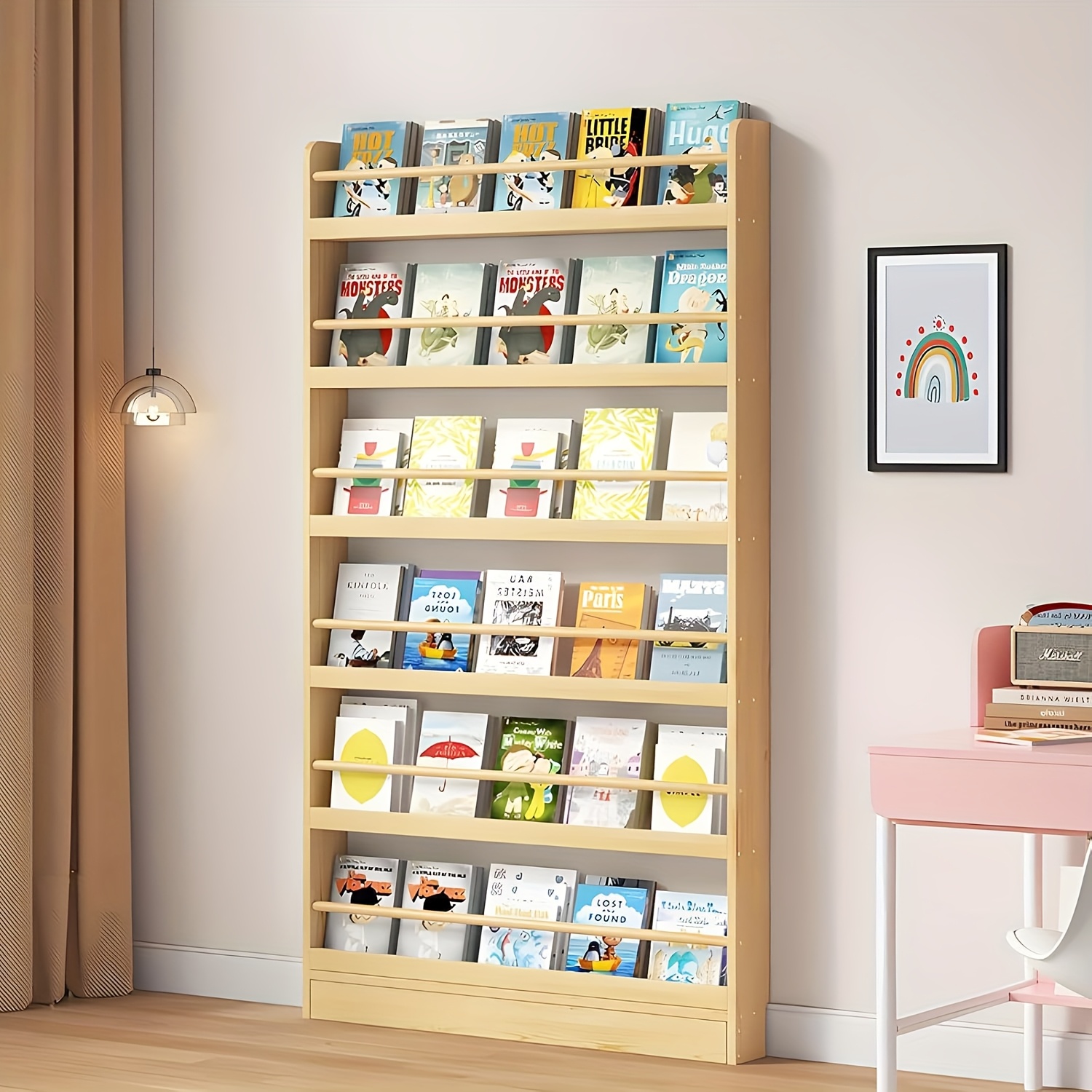 Mounted Book Rack Orioe Wooden Kids Bookshelf, Wall Ount