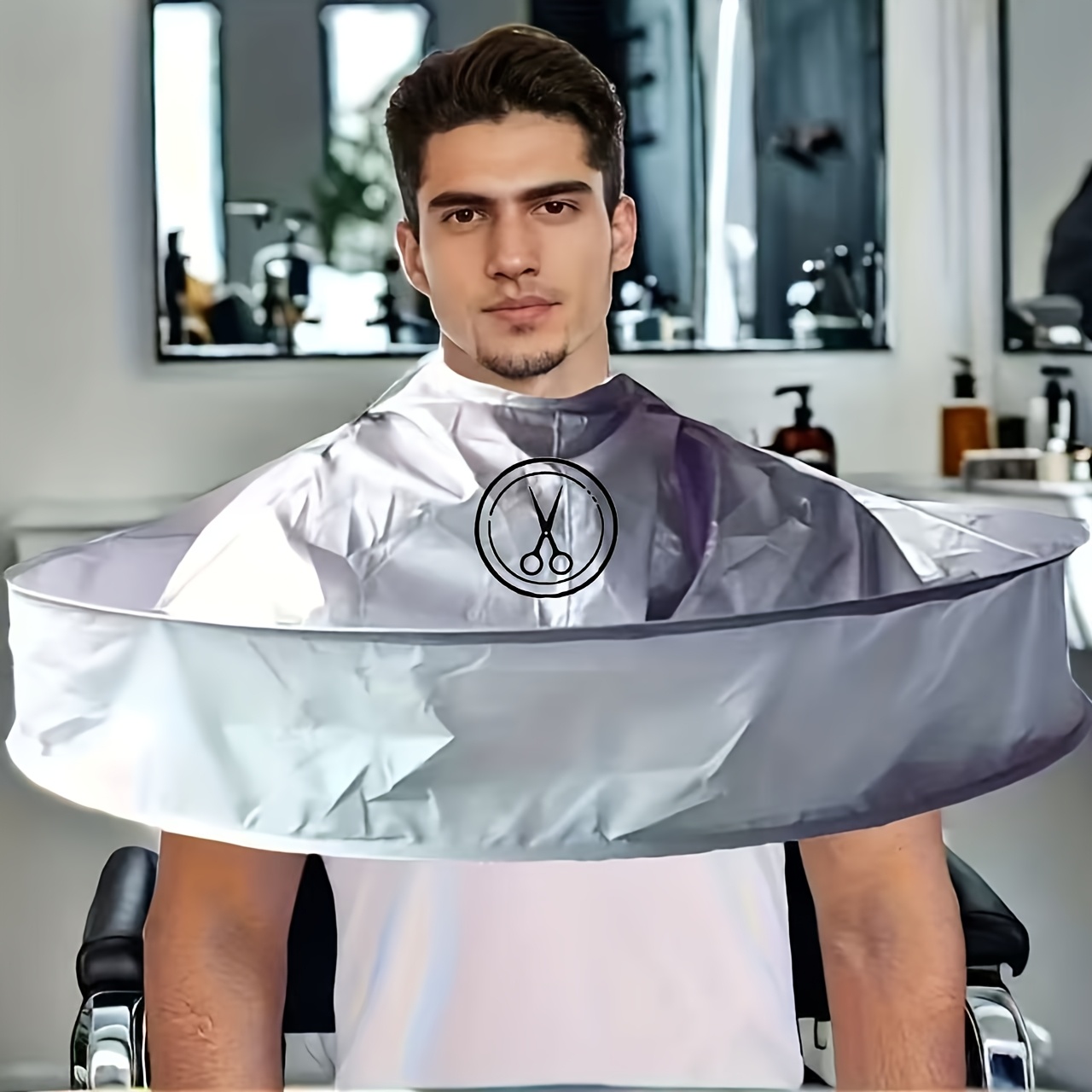 TEMU A Hair Cutting Canopy With Scissors Pattern, A Hair Cutting Tool That Does Not Stick To Hair, Suitable For Hairdressers, Stylists, And Cutting
