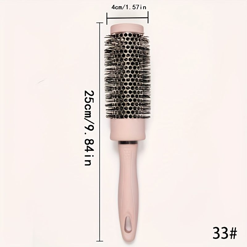 Image of 1pc/pink Cylindrical Brush - Round Hairbrush For Easy And Smooth Curling And - Plastic Bristles For Regular Hairstyles, Featuring An Abs Plastic Handle, A Portable Professional Styling Tool