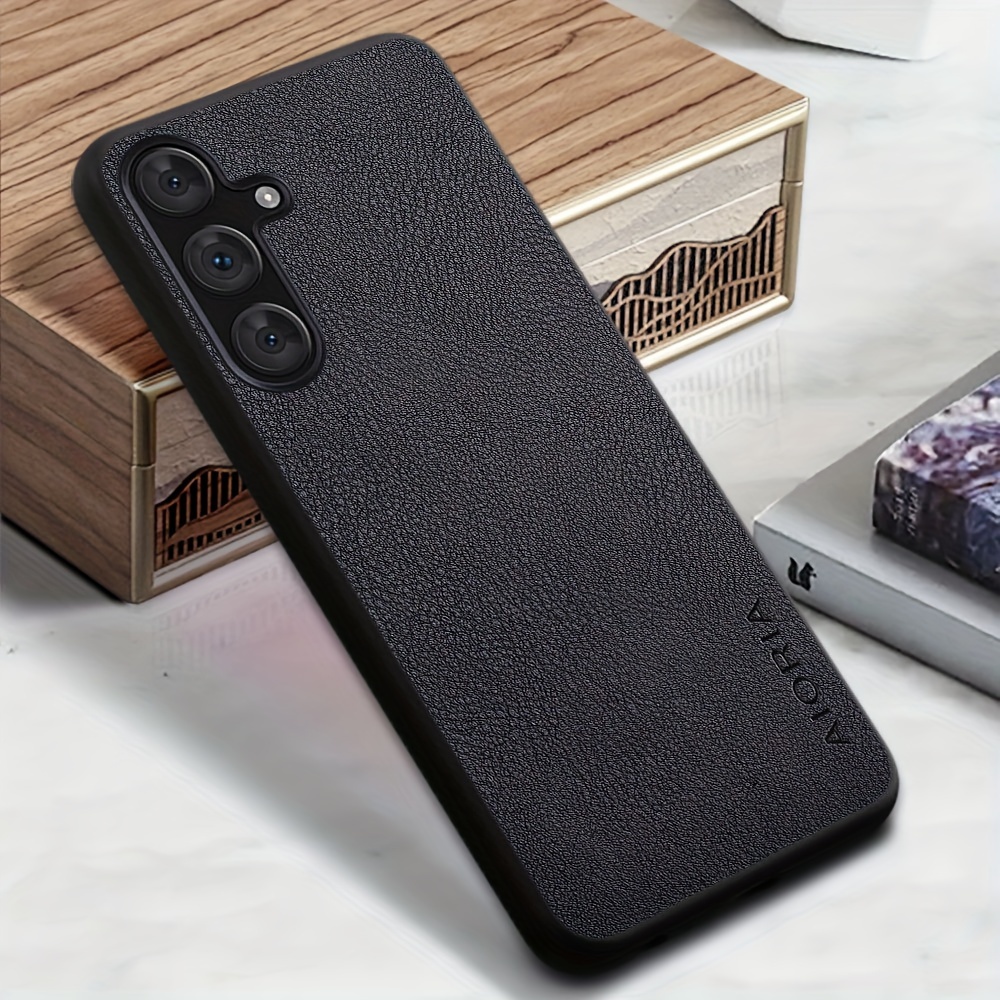 TEMU Luxury Business Pu Leather Matte Phone Protector Cover Case For Galaxy S25 Fe S24 Fe S24 Plus S24 Ultra S24