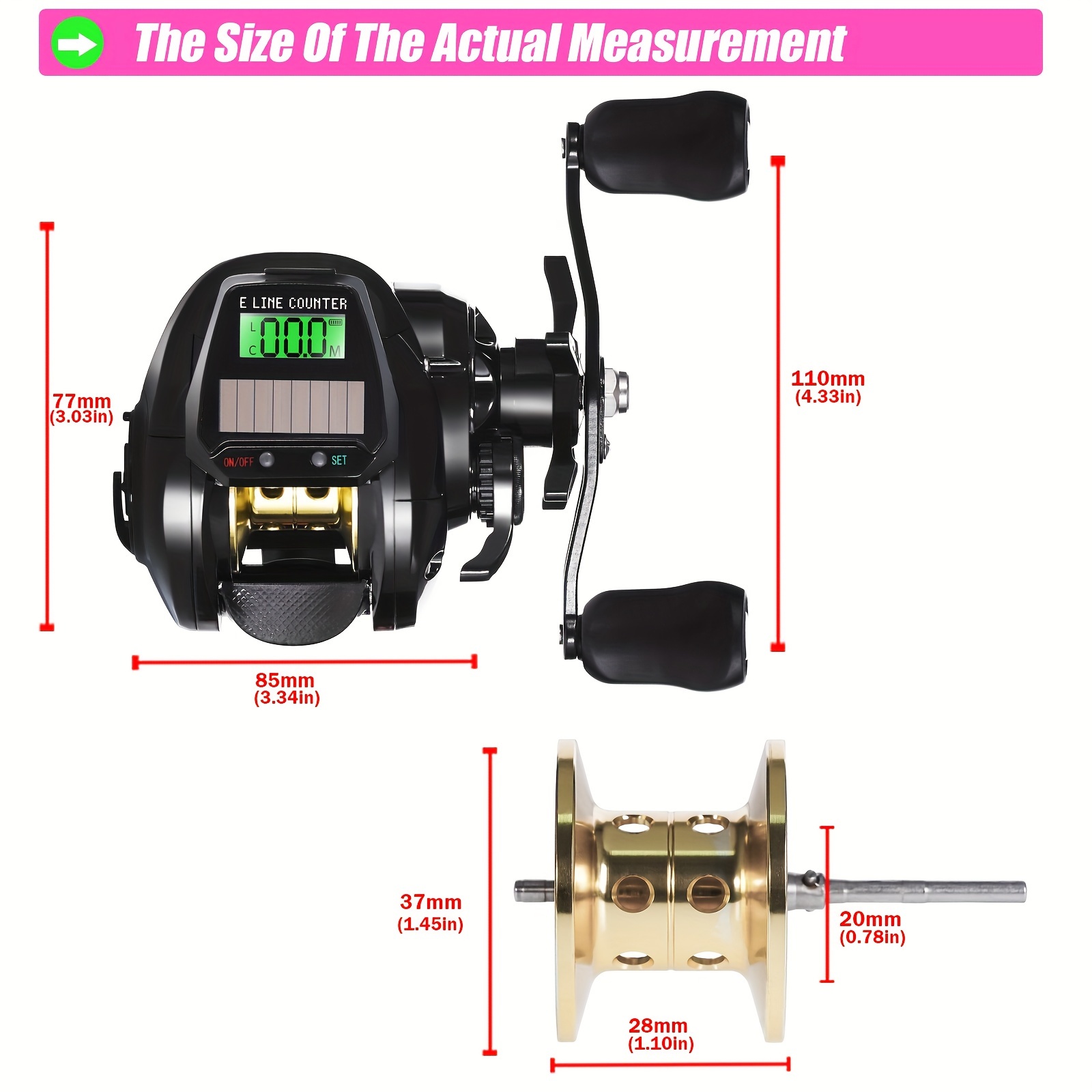 Electronic Fishing Reel with Battery Digital Display Baitcasting Reel  Fishing Spinning Reel Wheel 15kg Max Drag High Speed Ratio