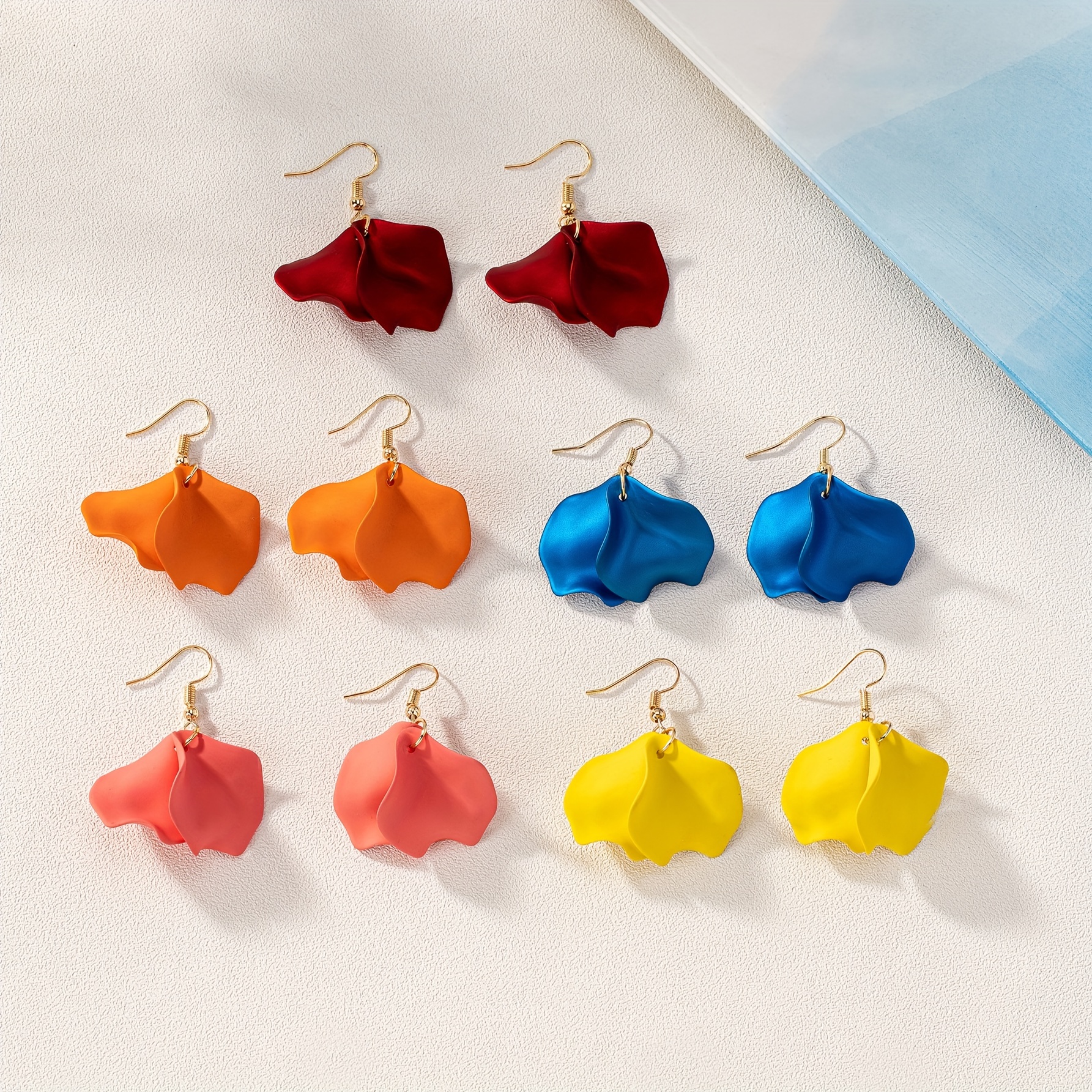 Colorful Boho Acrylic Petal Dangle Earrings for Daily Wear