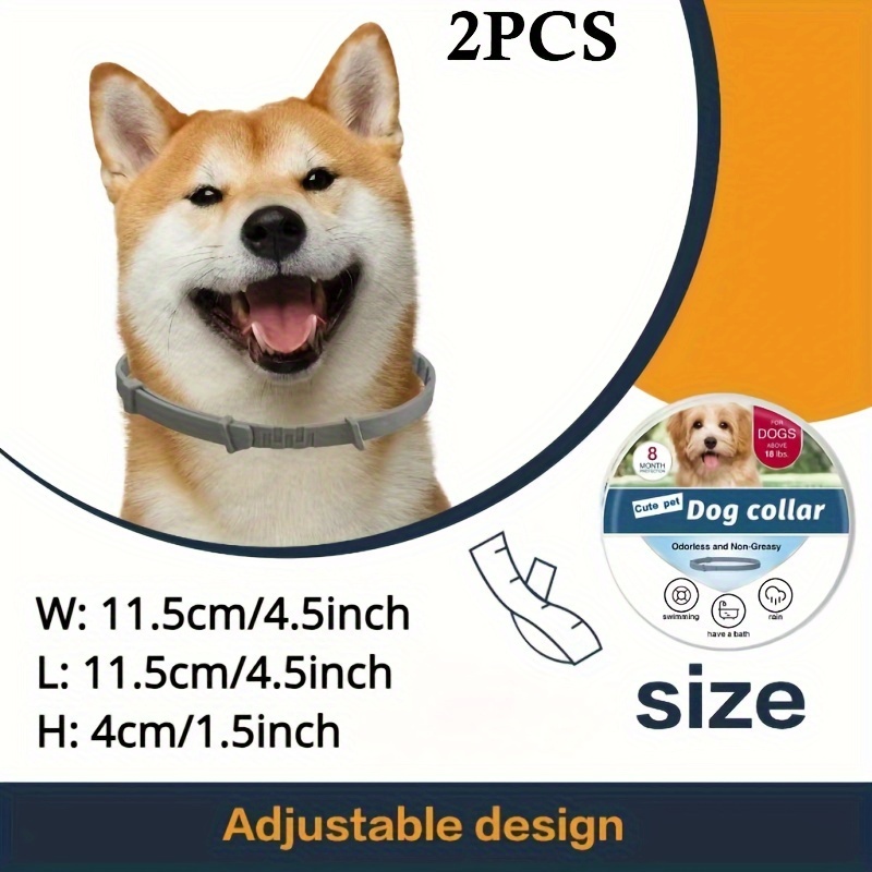 TEMU 2024 Protective Dog Collar (two Pieces), Upgraded Version, Built-in Plant Formula To Damage To Dogs, At 12 Months Of Protection, Free Length Adjustment, Waterproof Silicone
