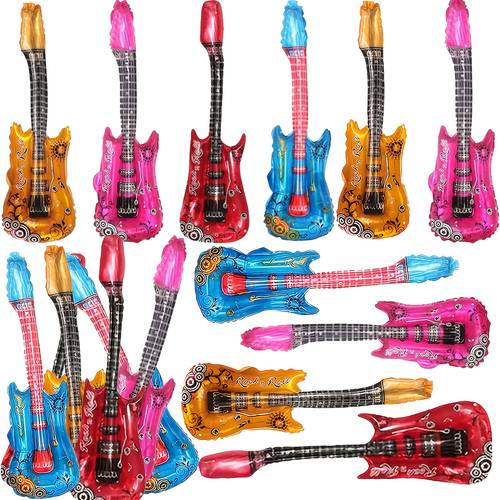 20pcs rock band theme guitar foil balloons 32 inch music guitar design balloons multicolor for birthday party decoration rock theme atmosphere balloons game party gathering suitable for scene weddings engagements
