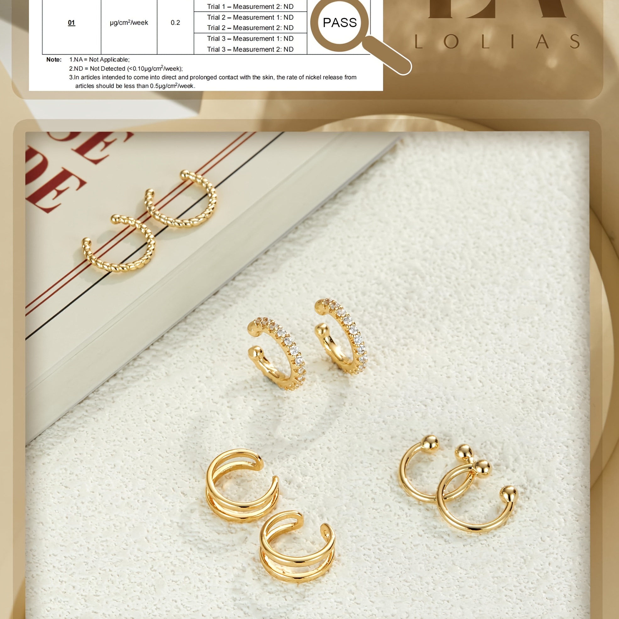 Image of Non-piercing Ear Cuffs - Golden Plated Ear Cuff Earrings For Women, Ear Cuff For Non-pierced Ears, Clip-on Cartilage Earring, Adjustable Fake Earrings Set
