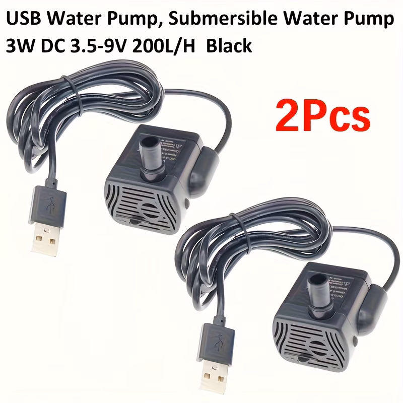 משאבת מים usb, משאבת מים למזרקות, משאבת מים טבולה 3w 3.5-9v 200l/h שחור/לבן פרטי מוצר 0
