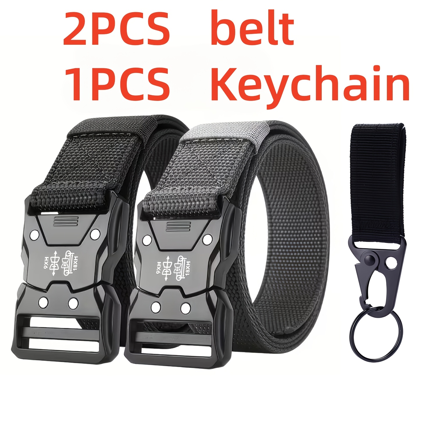 TEMU 2pcs Tactical Nylon Waist Belts With 1pc Belt Buckle - Reinforced Plastic Quick Release Buckle, Wear-resistant And Tear Resistant, Adjustable