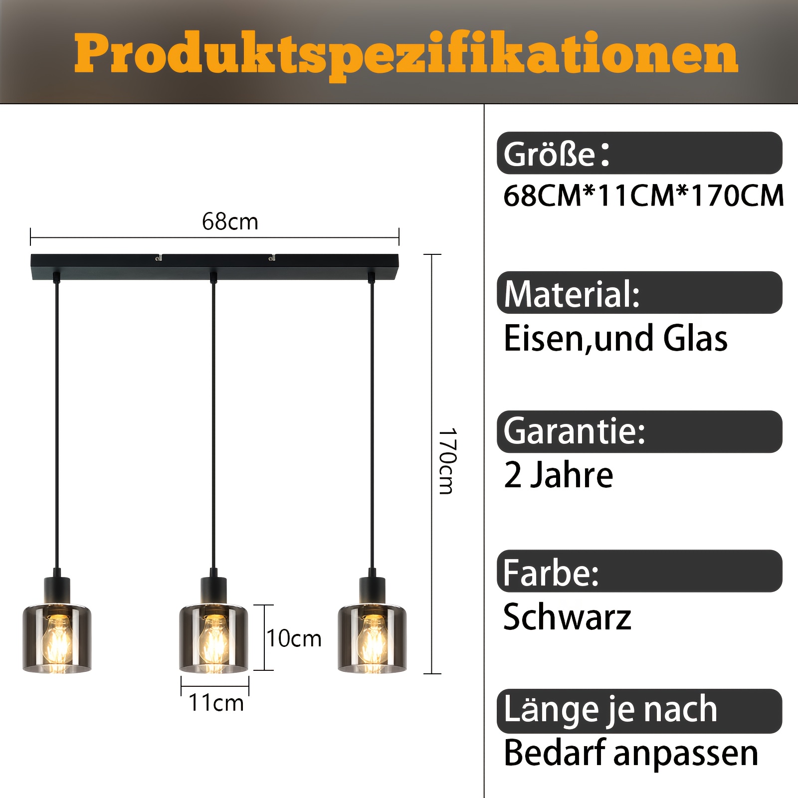 TEMU Plafonnier suspension pour table à manger - Lampe pour table à manger E27 Suspension flammes Lampe de salle à manger Suspension industrielle