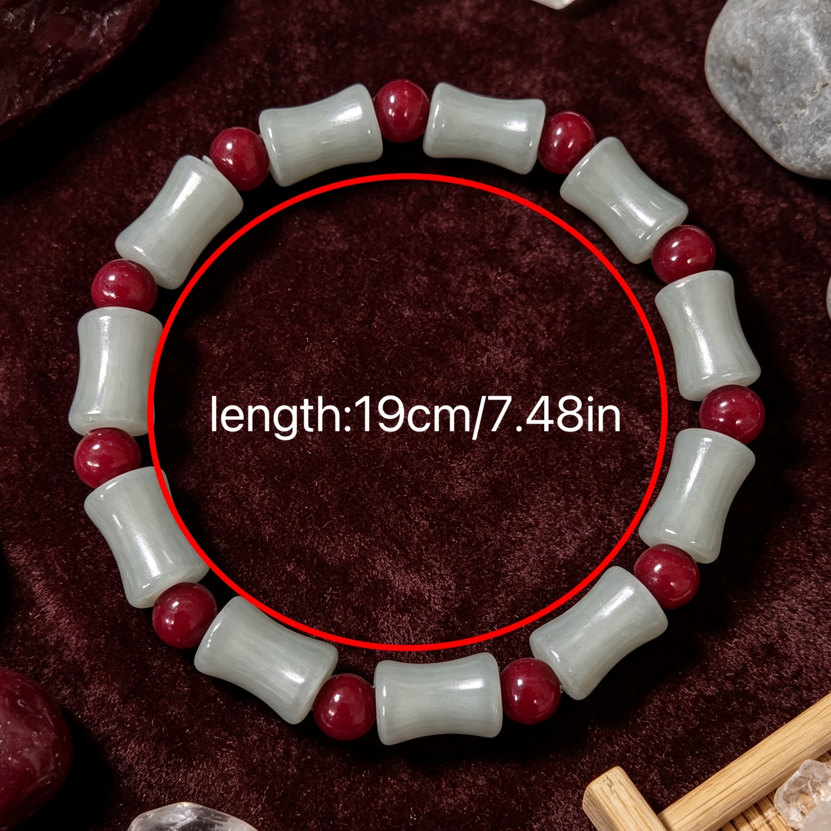 Gray-Green Bamboo Knot & Round Bead Bracelet