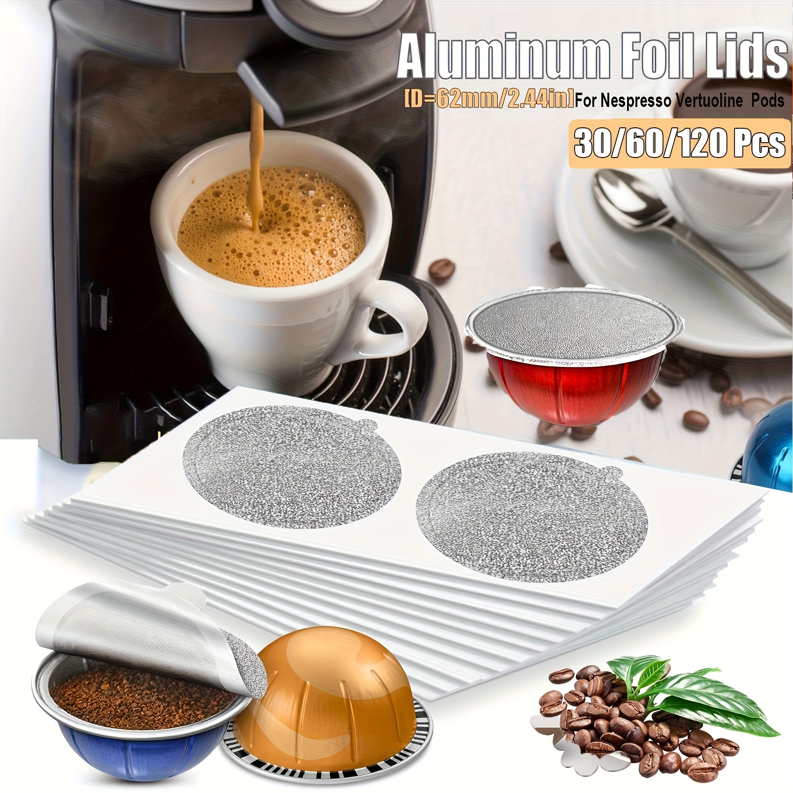 thumbnail interactive-video image 1 of ☕ I Cafilas 200 Aluminum Foil Seals Lids 62mm For Nespresso VertuoLine Capsules 1 of 2
