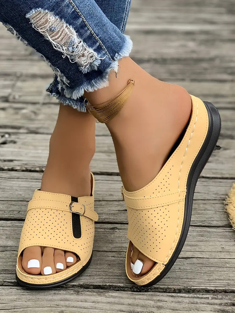 womens breathable wedge sandals fashionable slip on with open toe in white red more colors strappy heeled sandals details 11