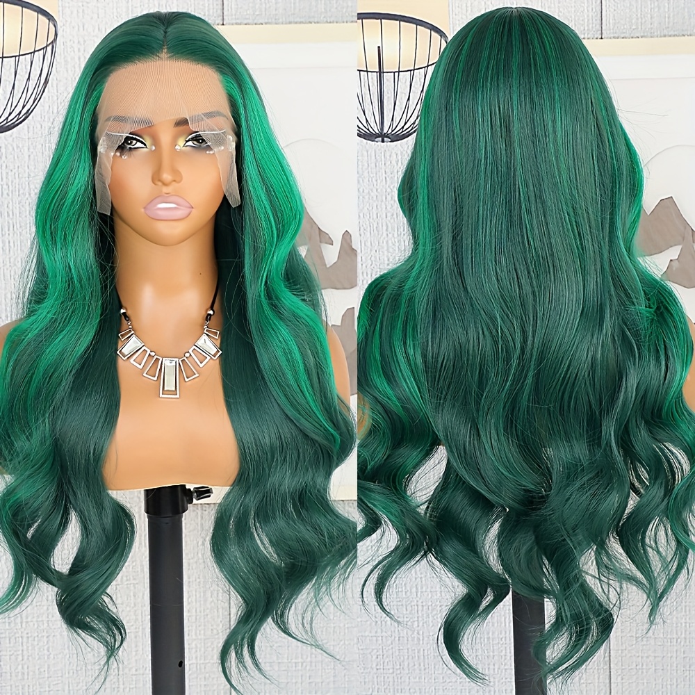 Jade Green ombré curly lux LaceFront Wig *NEW* ? Amazon.com : GGEDUO Ombre Green Lace Front Wigs Human Hair  main image 3