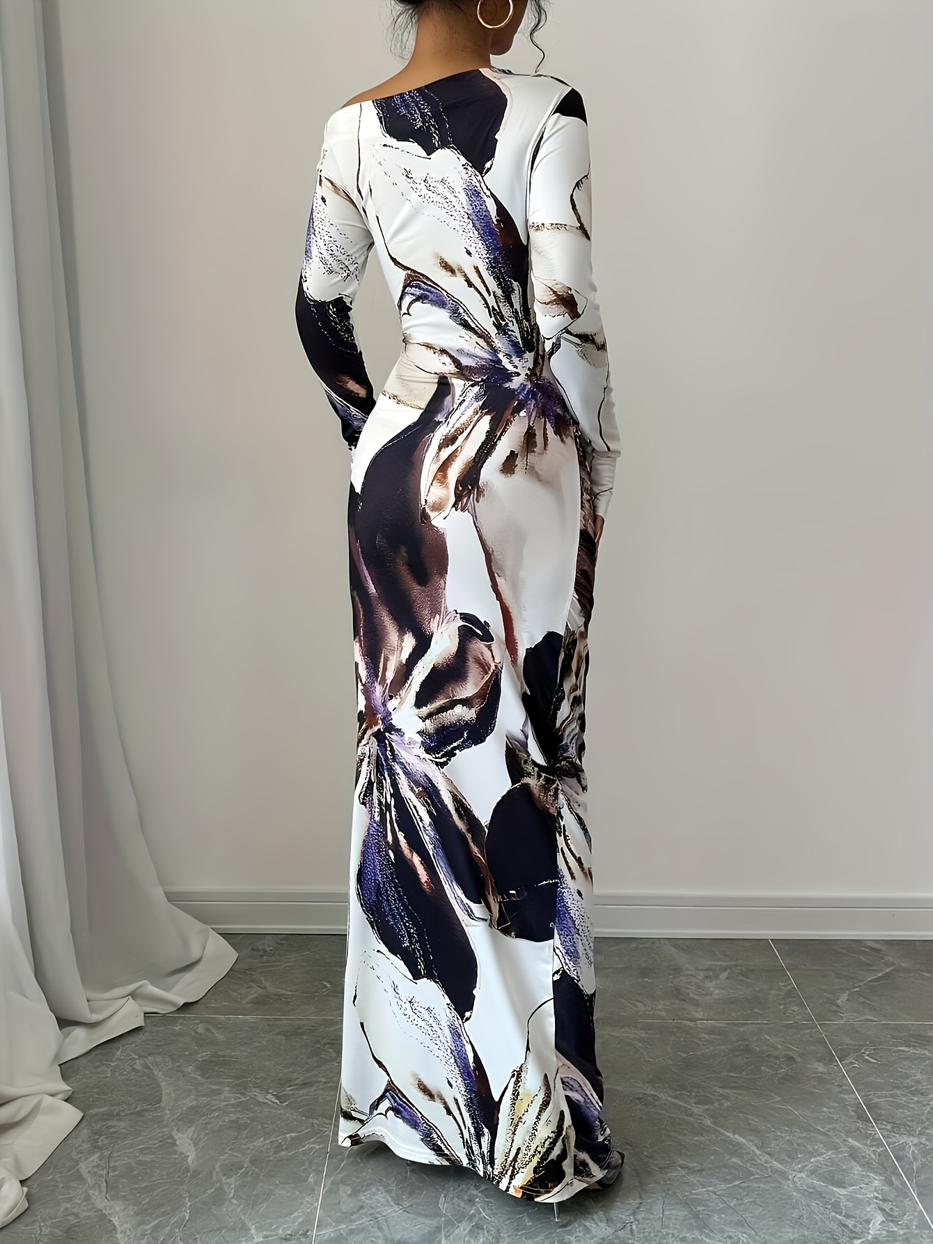 slim fit dress slacks Black & White Toile Cotton Linen Maxi Dress - All Dresses
