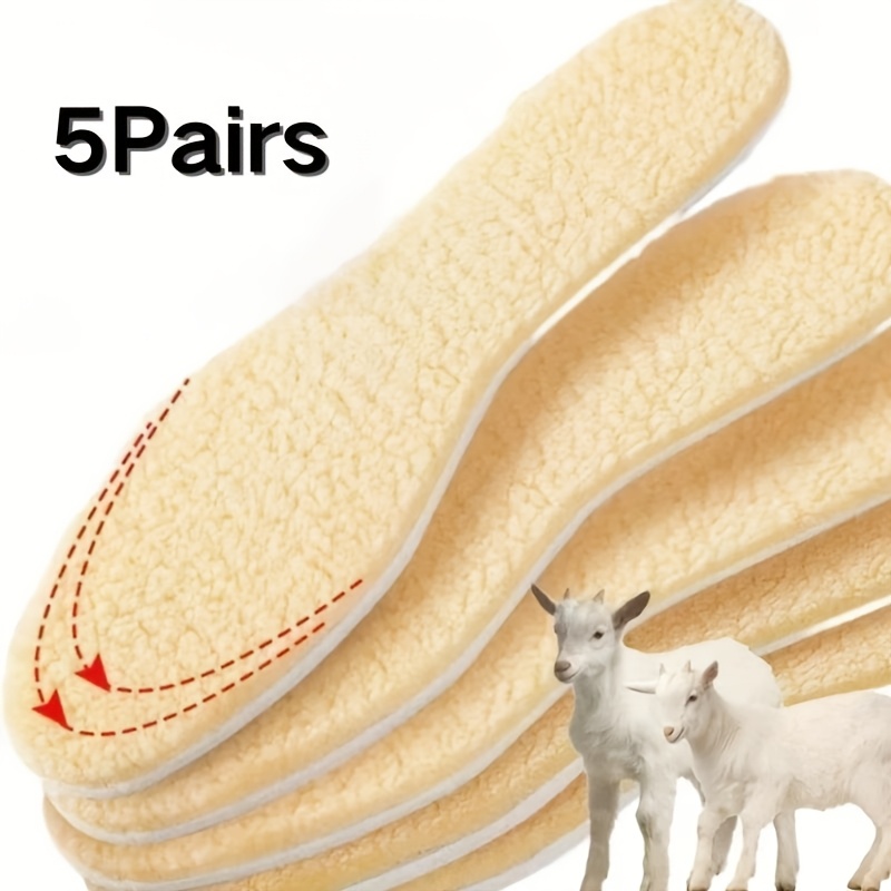 TEMU 5 Paires de Semelles Intérieures Douces en Molleton Chaud, Doublure Intérieure Épaisse et Moelleuse avec Amorti Respirant pour les Pieds,