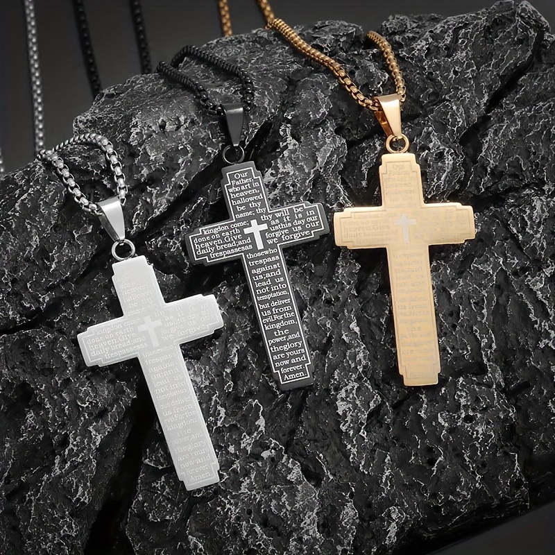 Reguro Baptismal Comunión Collar Hombre Plata Ley 925 Con Cruz