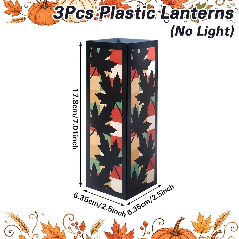 TEMU 3pcs Maple Leaf Lantern Lampshade Suitable For Thanksgiving Decoration, Grid Maple Leaf Table Centerpiece With Plastic Leaf Panels, Party Candle