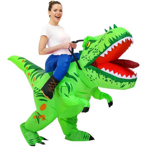 riding dinosaur inflatable costume t rex role playing outfit for halloween parties without battery