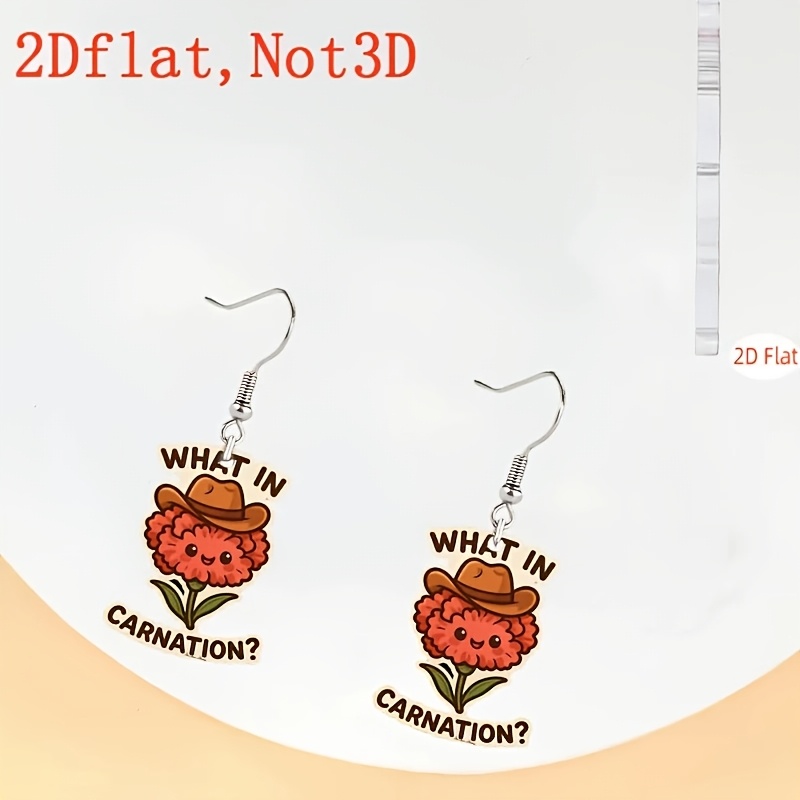 2D Flat Cowboy Hat Pendant Earrings for Western Style