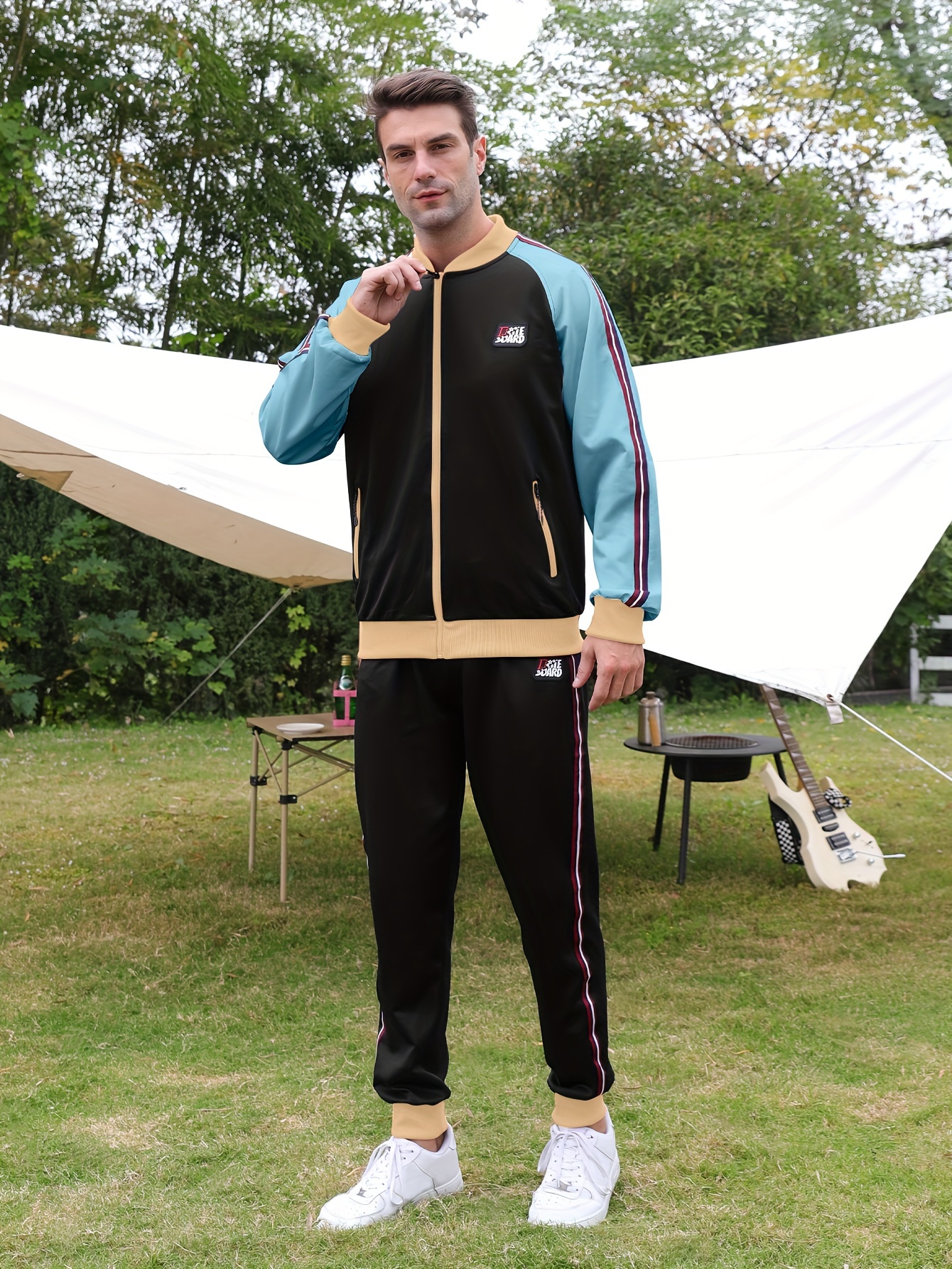 men's leisure sports suit spring autumn jacket pants 2 - Temu