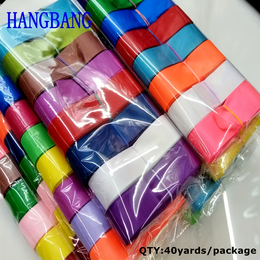 Image of A Pack Of 40 Yards Of 2.5cm Wide Grosgrain Ribbons In Mixed Colors And Random Combinations, Suitable For Gift Wrapping, Bow Making, Wedding And Festival Decorations