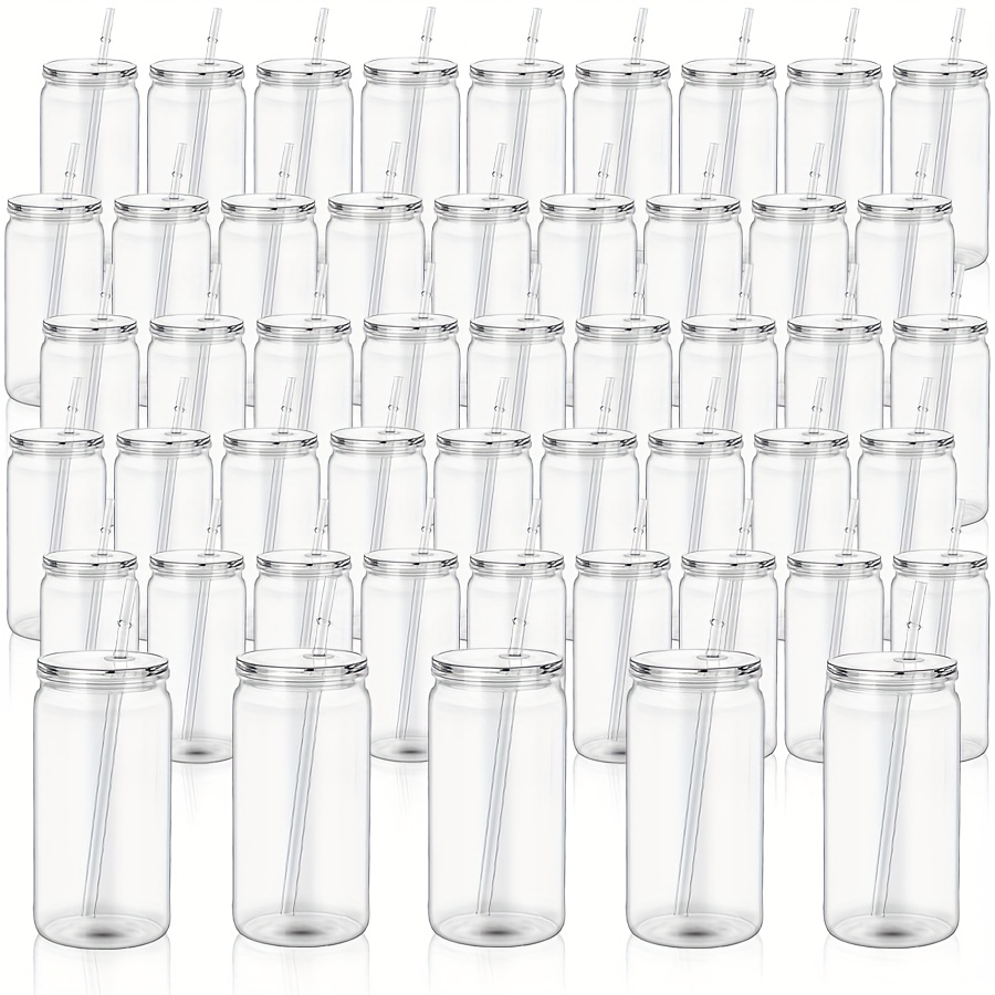 TEMU 25/50 16oz Single Layer Sports Cup, Christmas Plastic Juice Bottle With Sealed Lid And Straw, Clear Mason Bottle, Large Capacity Beverage Bottle
