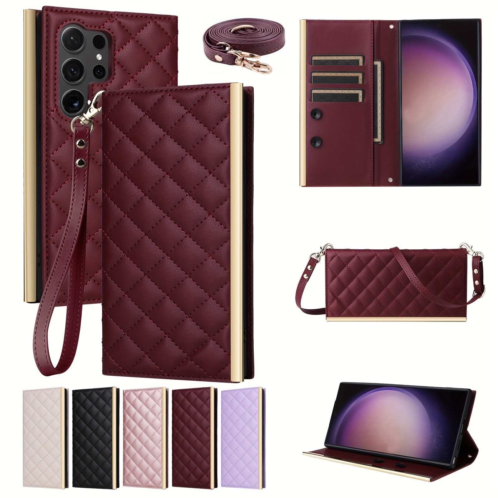 crossbody wallet phone case for samsung galaxy s24 s23 s22 s21 s20 ultra s24 s23 s22 s21 s20 s10 s9 plus s23 fe s21 s20 fe s10e pu leather phone case with long lanyard short lanyard suction cup flip wallet 3 card holder 1 cash slot shockproof cover details 1