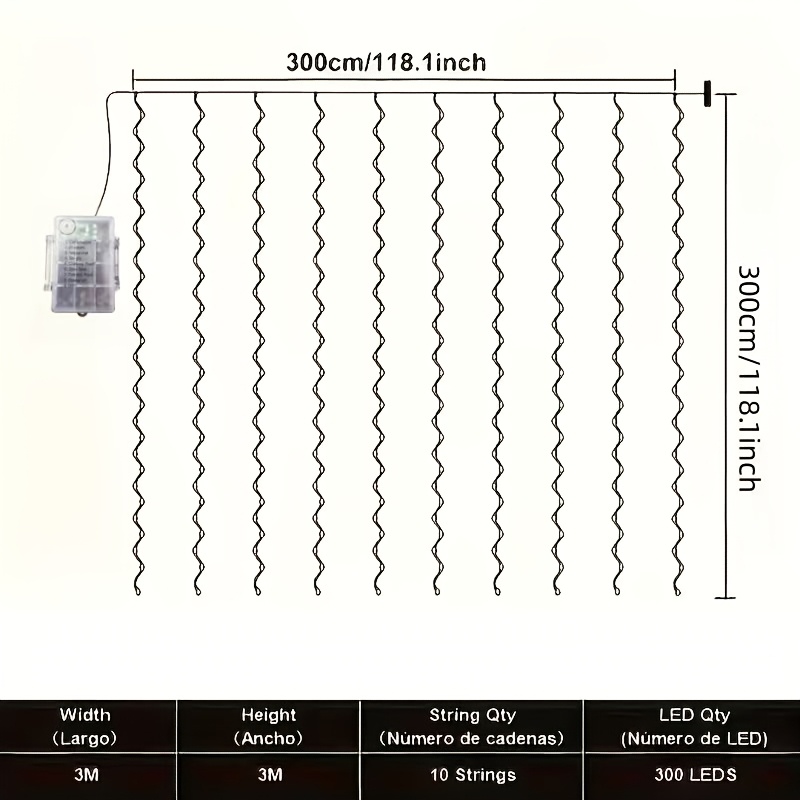300 LED Curtain Fairy Lights for Home Decor