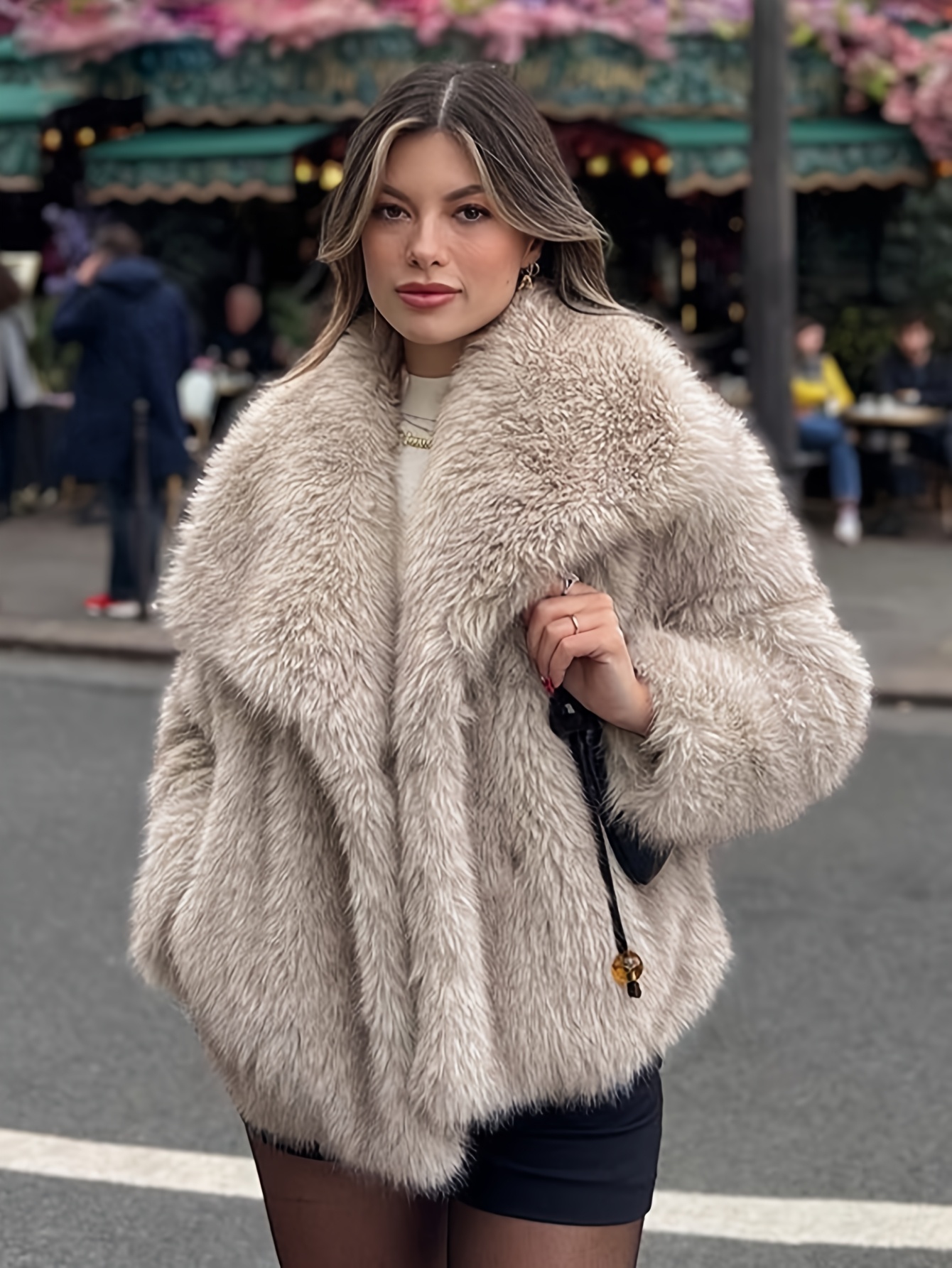 womens plus size elegant faux fur coat plush winter jacket Temu