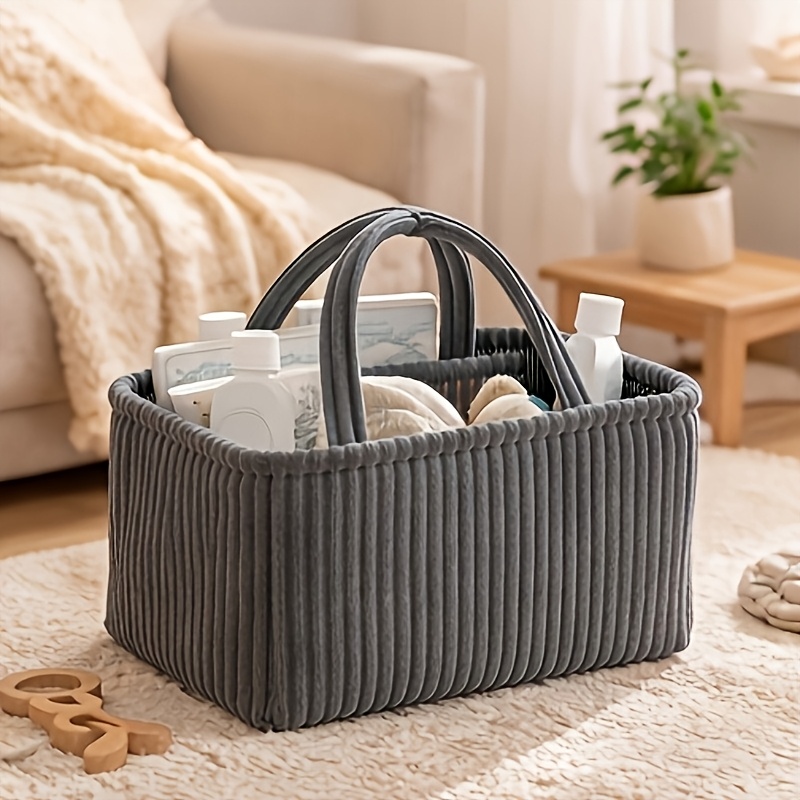 TEMU 1 Cesta de almacenamiento grande de tela de con de transporte, organizador de almacenamiento de tela. Ideal para guardar ropa y adecuado para la