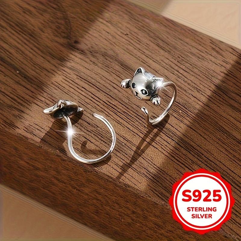 S925 Silver Cat Ear Cuffs for Women - Unique Style with Packaging