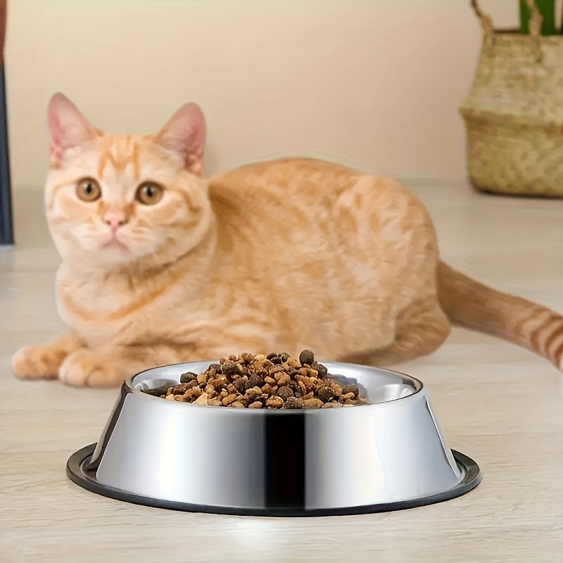 

easy-clean" Stainless Steel Dog Bowl - Non-slip, Durable Feeding & Water Dish For Cats And Dogs