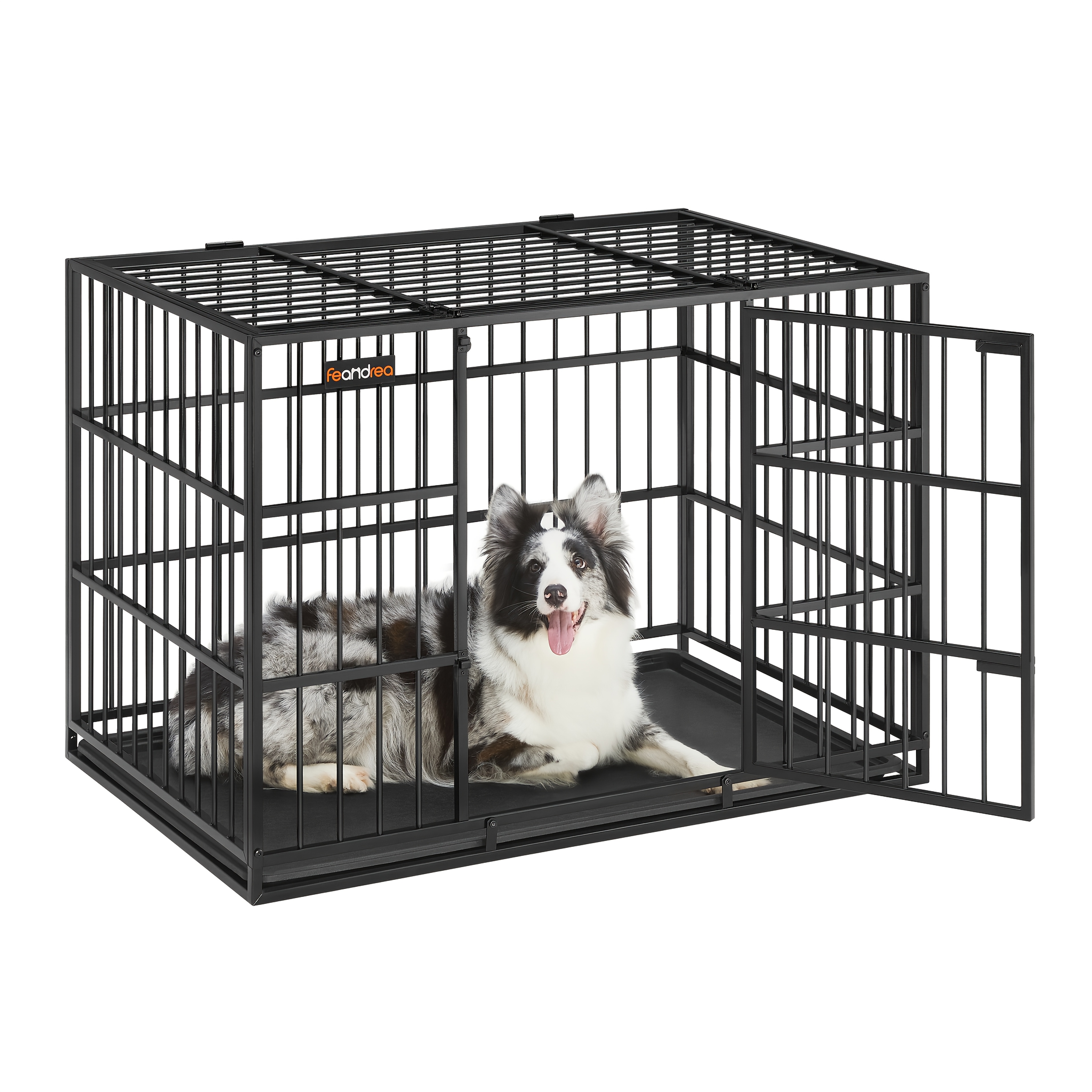 Heavy-duty Dog Crate, Dog Cage, 107 X 70 X 75 Cm, For Medium And Large Dogs, Dog Kennel With Removable And Tray, , , Pet Cage