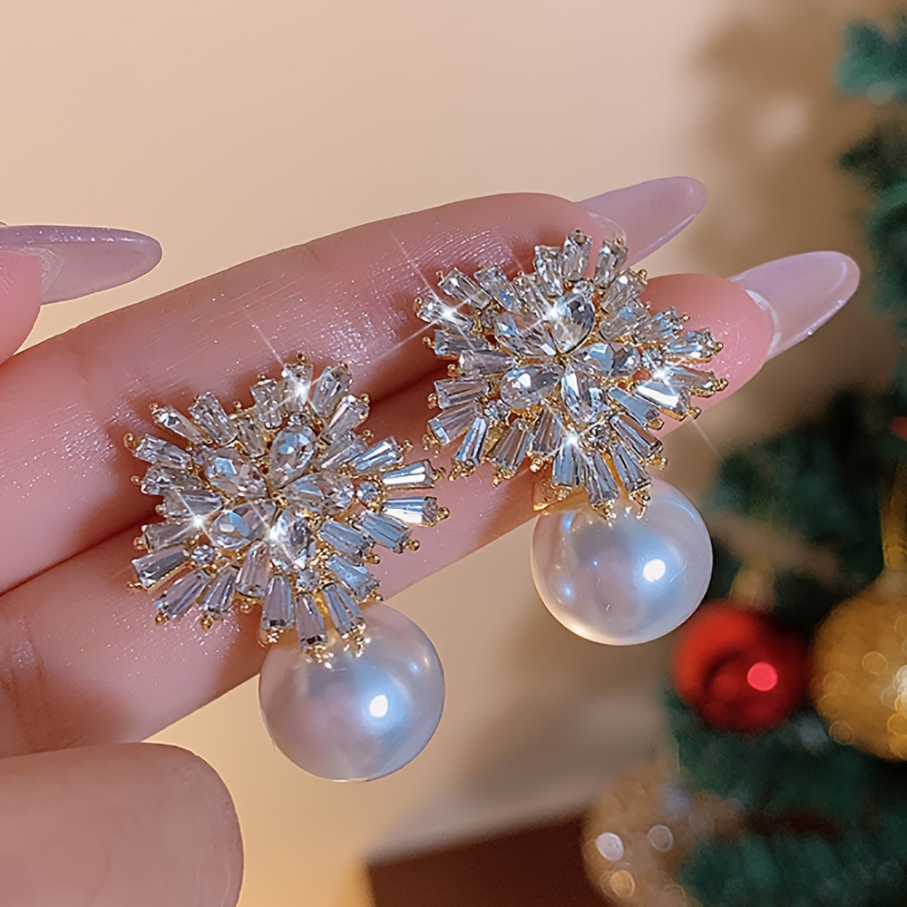 TEMU A Set Of Beautiful Snowflake-shaped Drop Earrings - , Fashionable, Versatile, Exquisite And Elegant Beach Vacation Earrings For Summer