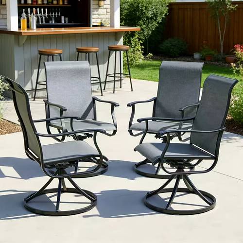 patio swivel chair set of 2 4 6 outdoor dining chairs w high back and breathable 350 lbs capacity all weather patio rocking chairs for garden backyard deck