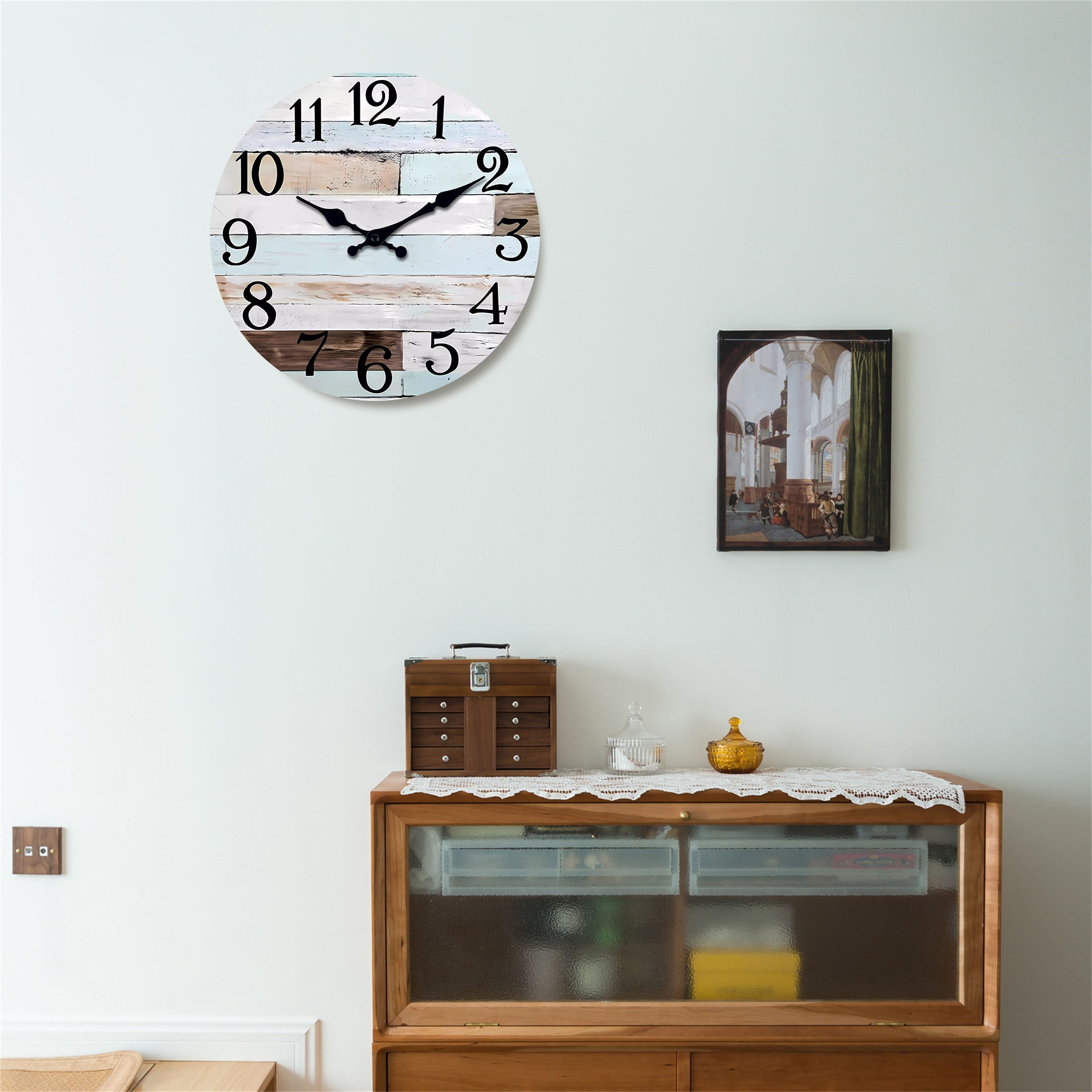 1pc 12 Inch Rustic Wall Clocks Kitchen Bathroom Silent Non Ticking