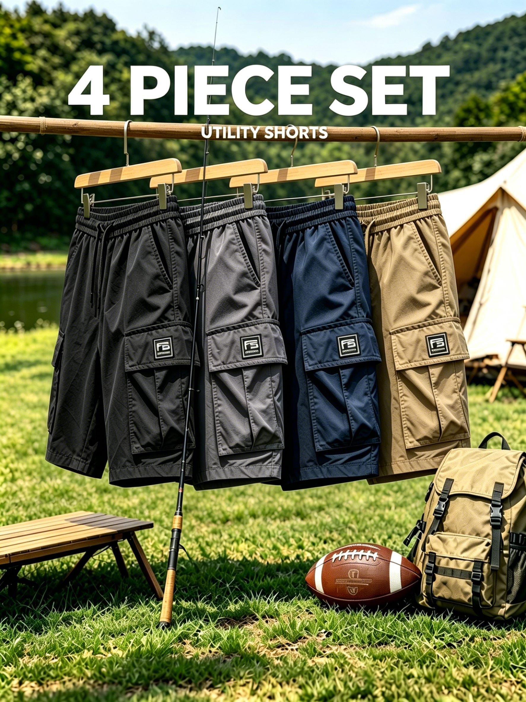 4pcs mens   pants stretch tear resistant cargo pants lightweight hiking multi pocket trousers outdoor clothing suitable for outdoor sports training construction workers great summer gift
