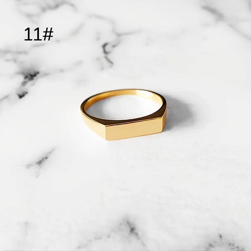 TEMU Square Rings | Delicate Rectangular Rings For Women | Customized Name Rings | Engraved Geometric Rings | Fashion Rings For All