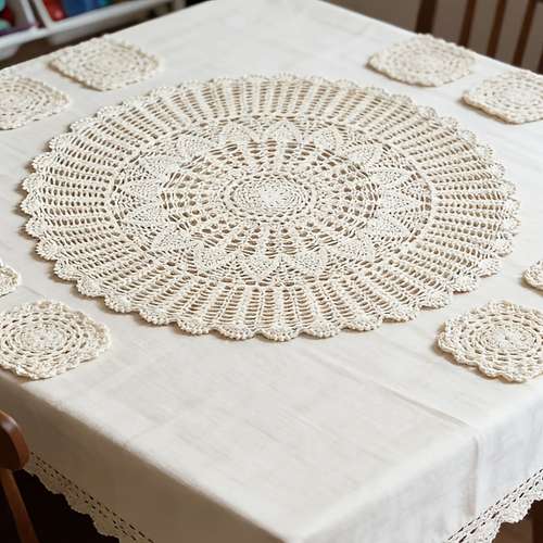 2 Tovagliette Rettangolari All'Uncinetto In Cotone Fatte A Mano – Motivo Floreale, Beige, 30x45 Cm, Per Proteggere Il Tavolo Con Eleganza