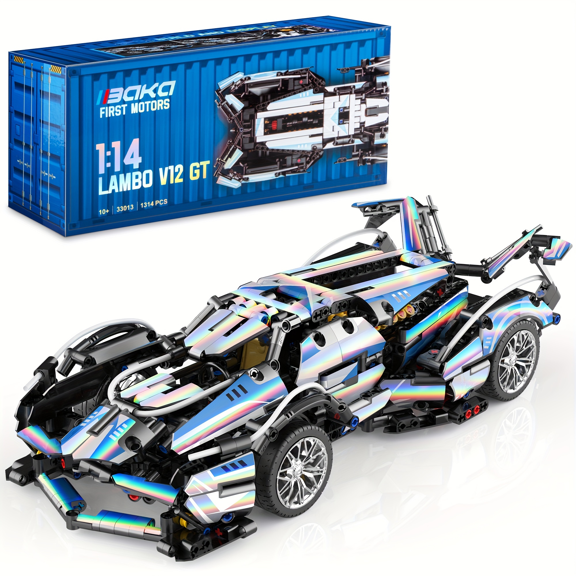 

Baka Cars Toys Building Set For Boys Aged 10+ - 1:14 V12 Building Car Toy For Back To School, 1314 Pieces Sports Car Toys For Kids, Teens And Adults