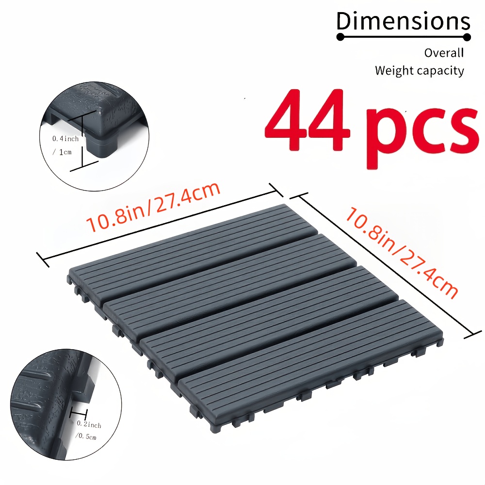 TEMU Dalles de terrasse emboîtables en plastique - Revêtement de sol extérieur pour patio, dalles de terrasse emboîtables, dalles de terrasse
