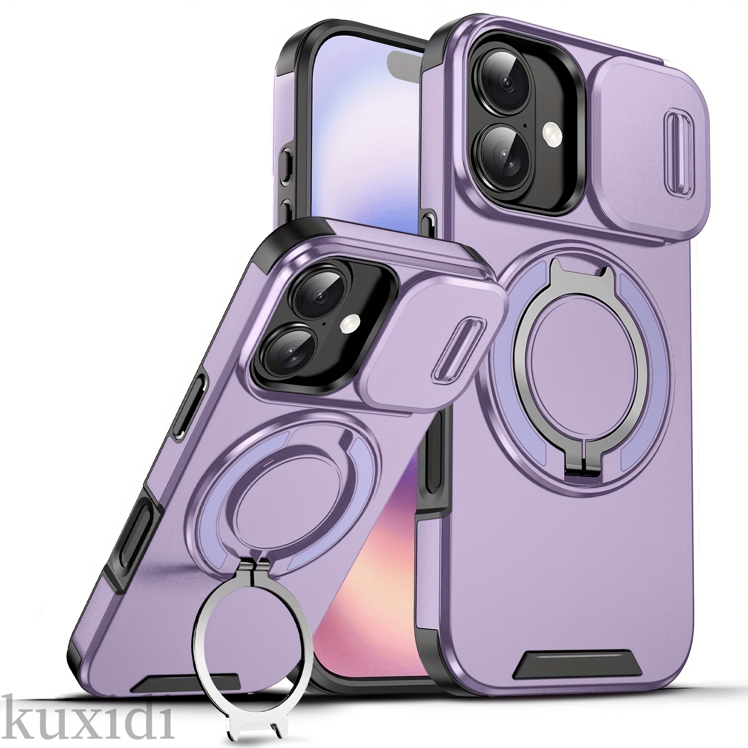 TEMU Phone Case: Lens Push Window Slide Cover With 360 Degree Magnetic Bracket Mobile Phone Case Suitable For Redmi Note 13/14/redmi 13/14c