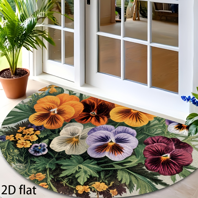 E-shop 1 Halbkreisförmige 2D Flache Fußmatte | Geeignet für Eingangsbereich//Garten - Dicke, Rutschfeste, Robuste Innen-/Außenmatte, Nur Handwäsche,