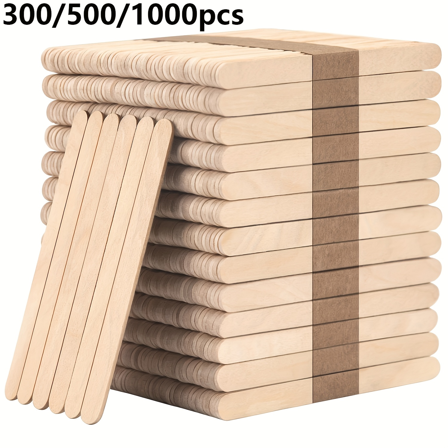 

300/500/1000pcs Natural Wooden Sticks, 4.5 Inch Craft Sticks For Diy Projects, Lollipop Treat Sticks, Ice Pop Crafting, Creative Kids Activities & Home Arts