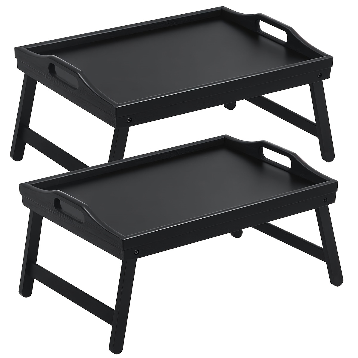 TEMU 2pcs Breakfast In Bed Tray For Eating, 16.92 X 12.6 Inch Bed Table Tray With Folding Legs & Handles, Snack Table With Folding Legs For Eating, Sofa, Couch, Working