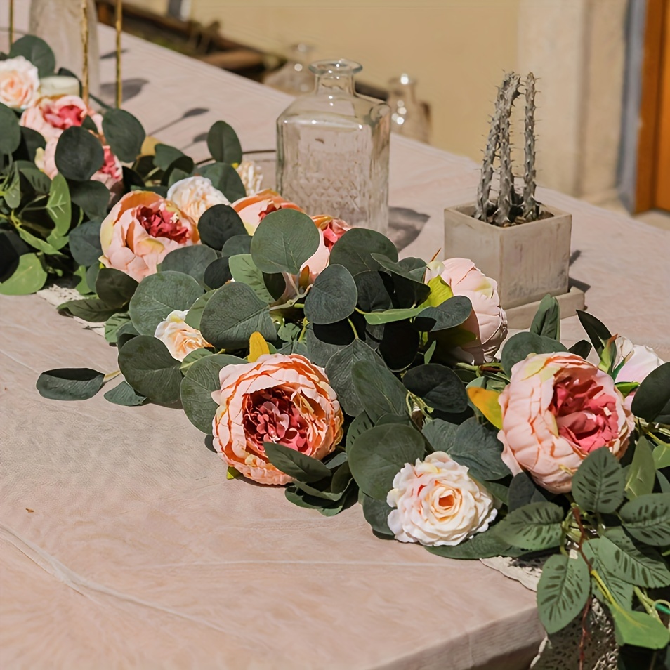 

versatile" Elegant Faux Peony & Rose Garland - Hanging Artificial Flower Vine For Wedding Arch, Garden Backdrop Decor