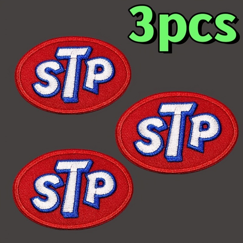 

3pcs Stp Patches In Red, - Iron-on/sew-on For Diy Fashion - Jackets, T-shirts, Vests & Jeans, Sewing Accessories