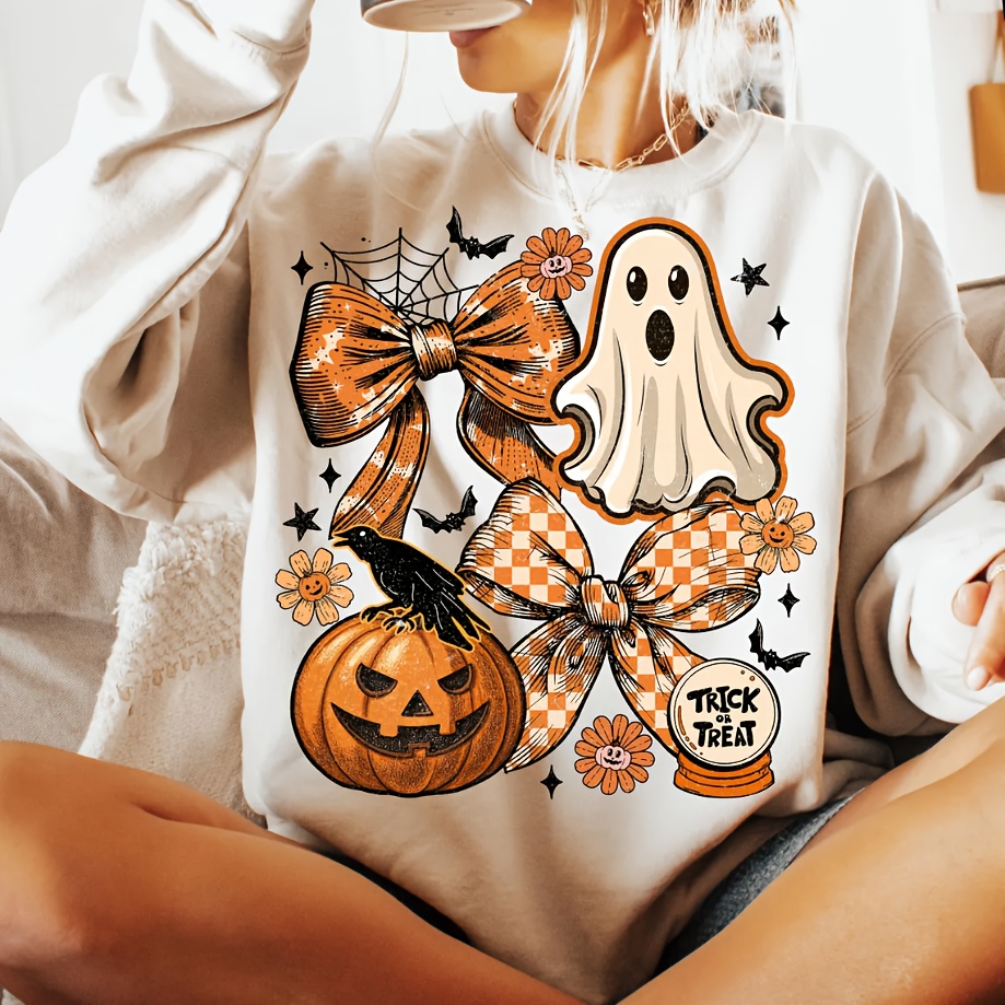 TEMU Halloween Trick Or Treat Design Sticker - Dtf Iron-on Decoration For T-shirts, Sweatshirts, Bags - Washable And Durable Fabric Accessory, Spooky
