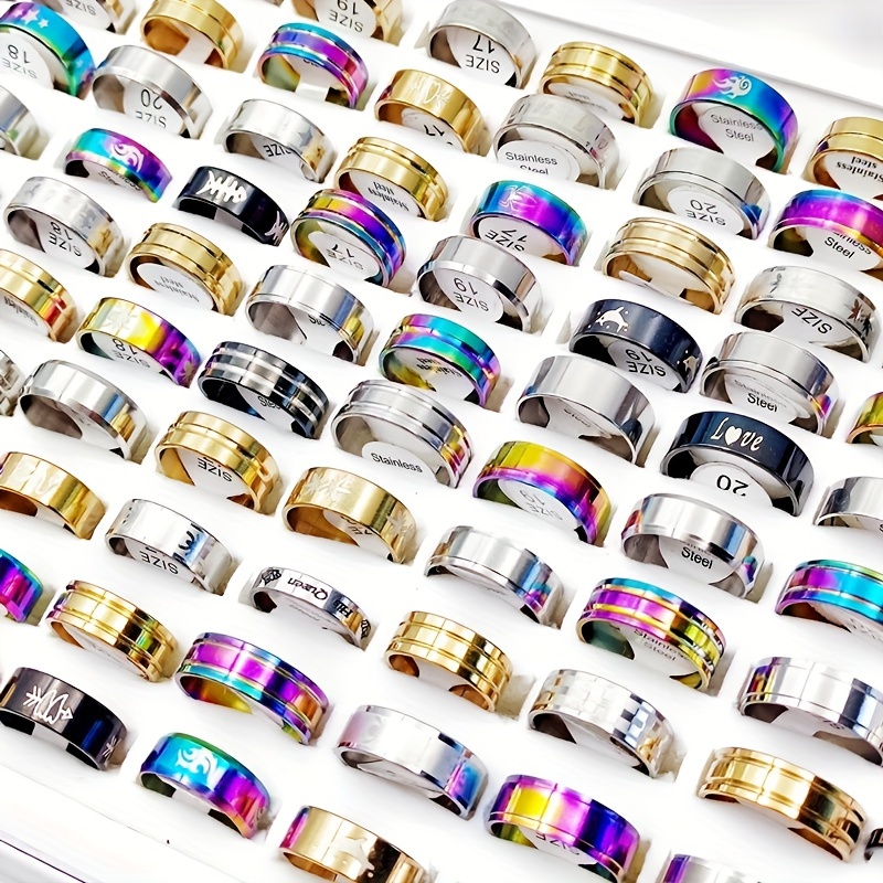 Stackable Stainless Steel Rings for Women and Men Sizes 17mm 21mm
