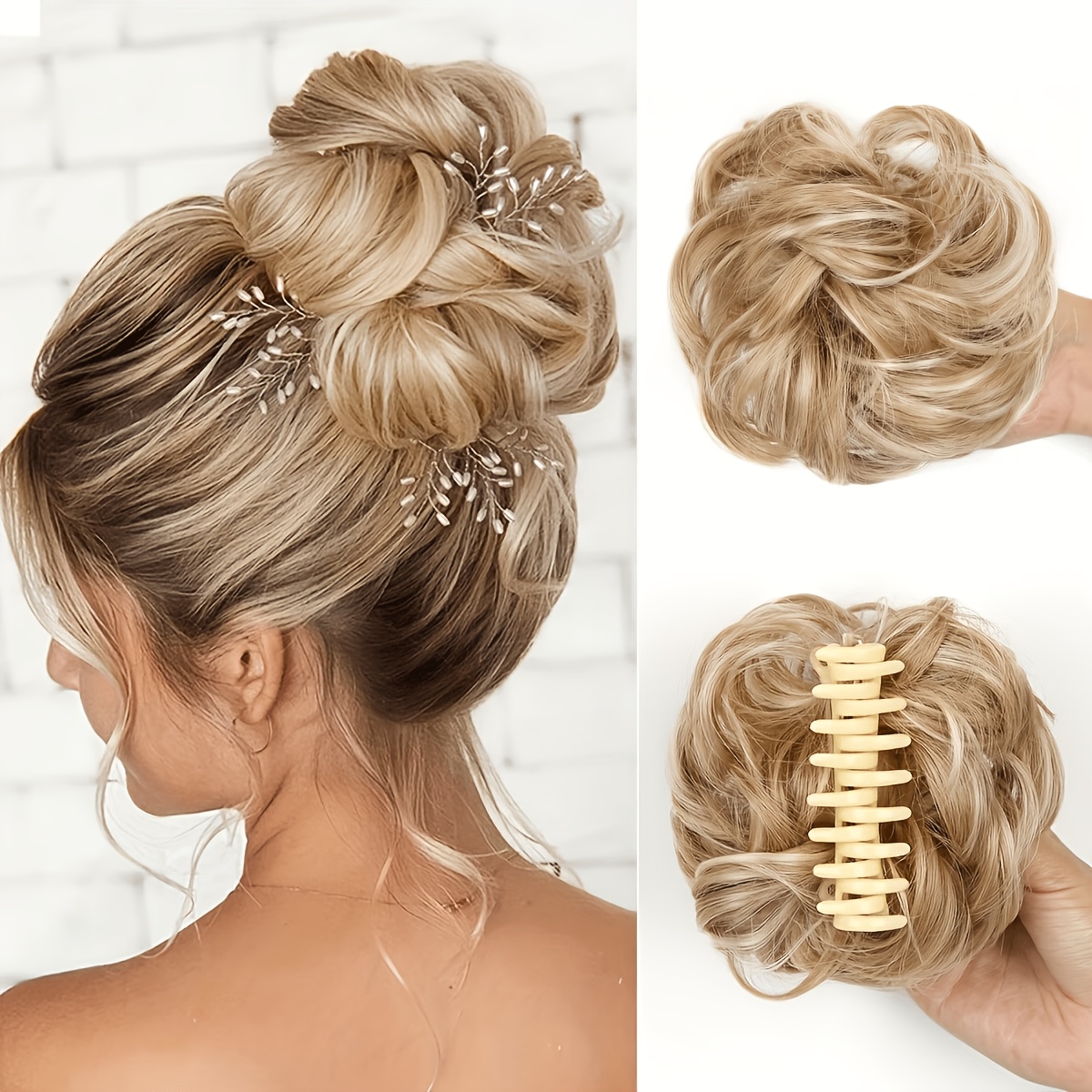 TEMU 1pc Elegant Wavy Updo Hair Clip, Fluffy Bun Accessory And Wig, Suitable For Any Hair Type And Skin Tone. This Fashion Hair Accessory Is Perfect